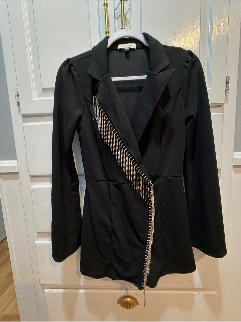 Francesca’s Victoria Side Fringe Romper Blazer Small